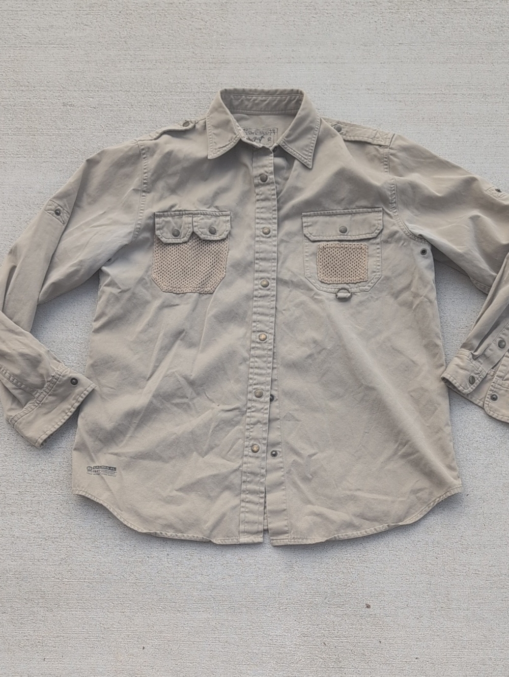 Ralph Lauren Khaki Safari Utility Short Button Up Women's Medium Vintage